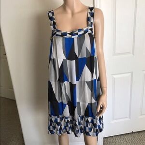 Theory Silk Sleeveless Flowy Abstract Tunic Mini Dress